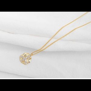 Gold crystal peace sign pendant necklace